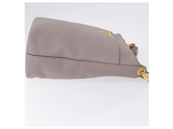 Bolso de hombro PRADA en cuero Taurillon Gris Oro 1BE066 Auth am12351SAM Castaño Dorado - vista 3