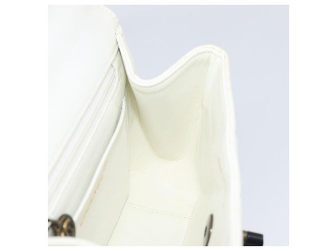 Borsa a tracolla CHANEL Matelasse con catena in pelle d'agnello Bianco Nero CC Auth 199038 - vista 21
