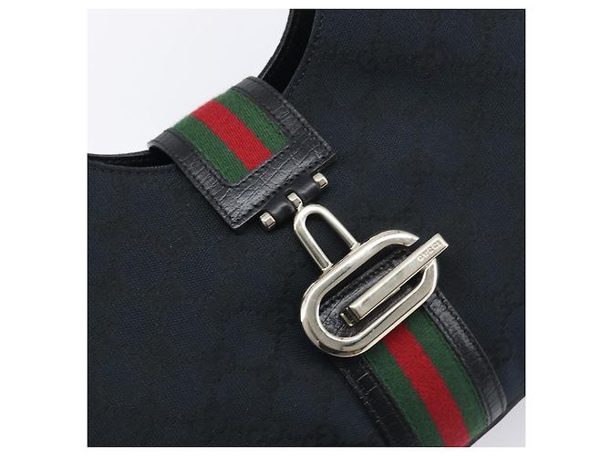 Borsa a mano GUCCI GG Canvas Web Sherry Line Nero Oro 130995 Auth yk20808SAV D'oro - vista 17