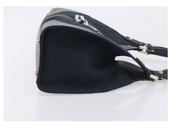 Borsa a mano GUCCI GG Canvas Web Sherry Line Nero Oro 130995 Auth yk20808SAV D'oro - vista 3