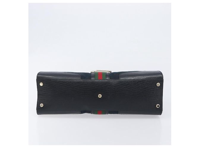 Borsa a mano GUCCI GG Canvas Web Sherry Line Nero Oro 130995 Auth yk20808SAV D'oro - vista 5