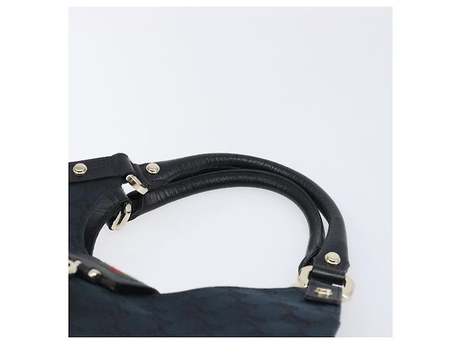 Borsa a mano GUCCI GG Canvas Web Sherry Line Nero Oro 130995 Auth yk20808SAV D'oro - vista 8