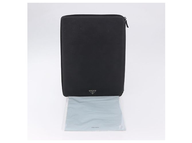 Custodia Porta-documenti PRADA Saffiano Black Silver Auth 200201 Nero Argento - vista 12