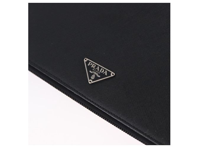 Custodia Porta-documenti PRADA Saffiano Black Silver Auth 200201 Nero Argento - vista 19