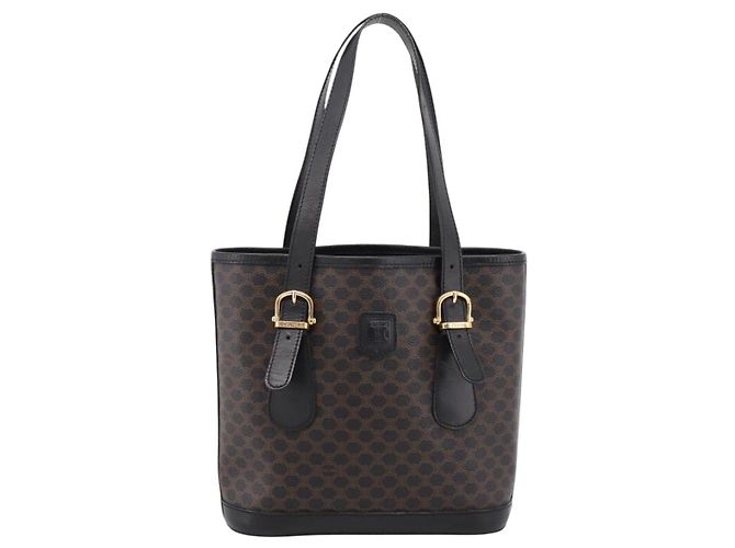 16 Céline Borsa Tote CELINE Macadam PVC Pelle Nero Tono Oro Auth BA15388 - vista 13