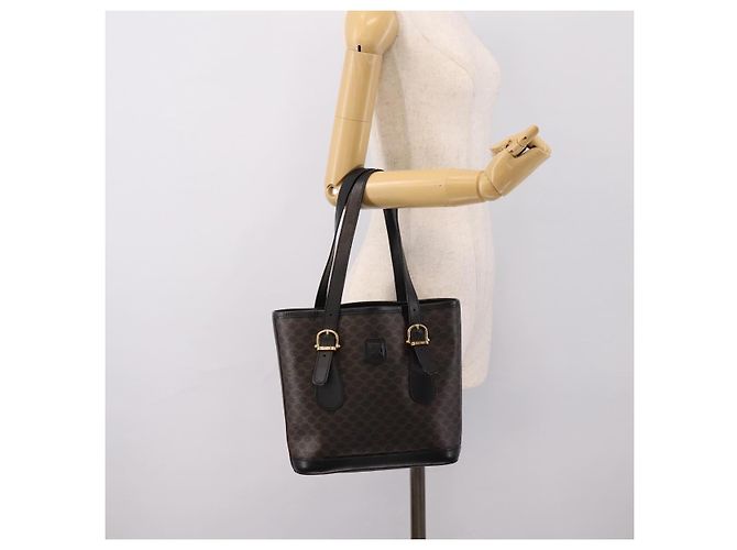 16 Céline Borsa Tote CELINE Macadam PVC Pelle Nero Tono Oro Auth BA15388 - vista 22