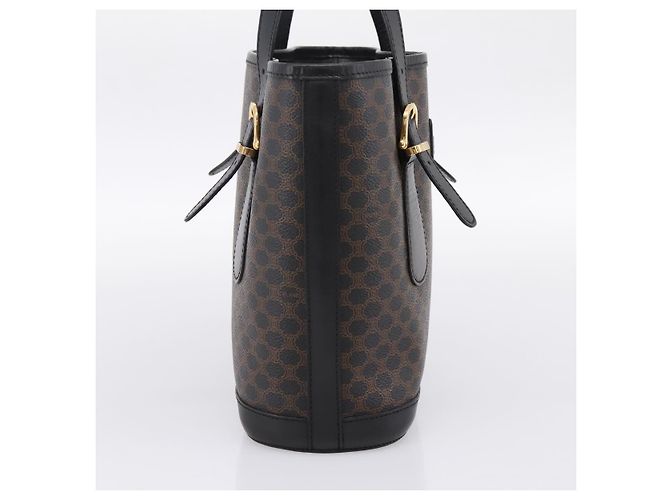 16 Céline Borsa Tote CELINE Macadam PVC Pelle Nero Tono Oro Auth BA15388 - vista 3
