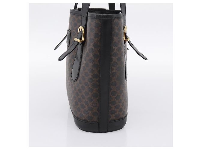 16 Céline Borsa Tote CELINE Macadam PVC Pelle Nero Tono Oro Auth BA15388 - vista 4