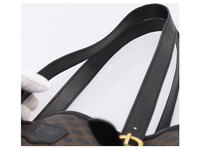 16 Céline Borsa Tote CELINE Macadam PVC Pelle Nero Tono Oro Auth BA15388 - vista 8