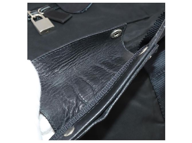 Borsa Boston PRADA Nylon 2way Nero Argento Auth 194402 - vista 10