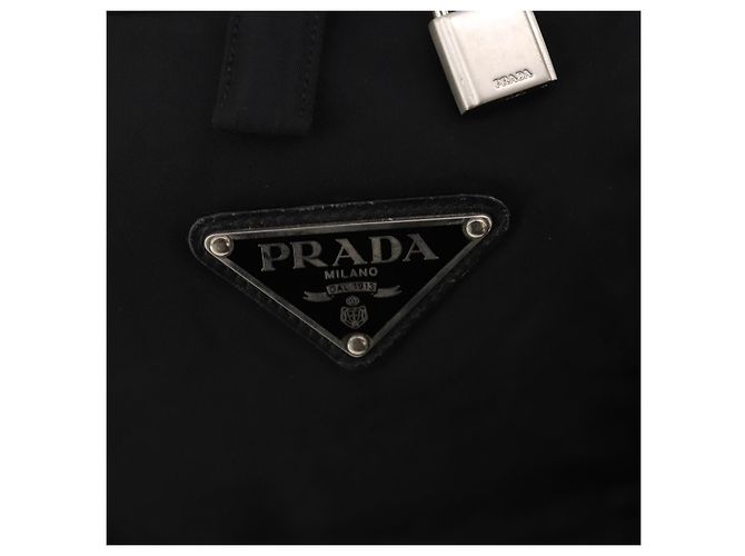 Borsa Boston PRADA Nylon 2way Nero Argento Auth 194402 - vista 20