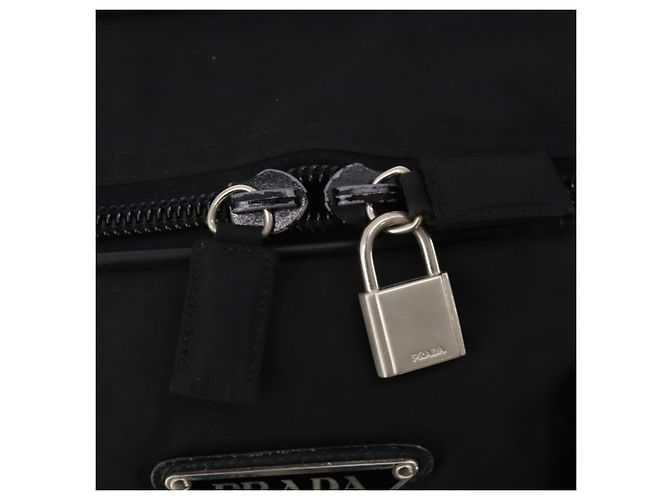 Borsa Boston PRADA Nylon 2way Nero Argento Auth 194402 - vista 22