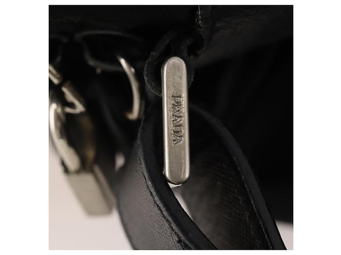 Borsa Boston PRADA Nylon 2way Nero Argento Auth 194402 - vista 27