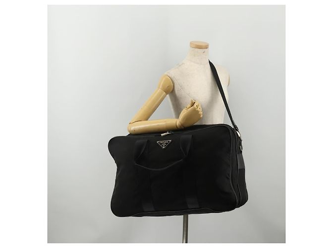Borsa Boston PRADA Nylon 2way Nero Argento Auth 194402 - vista 28