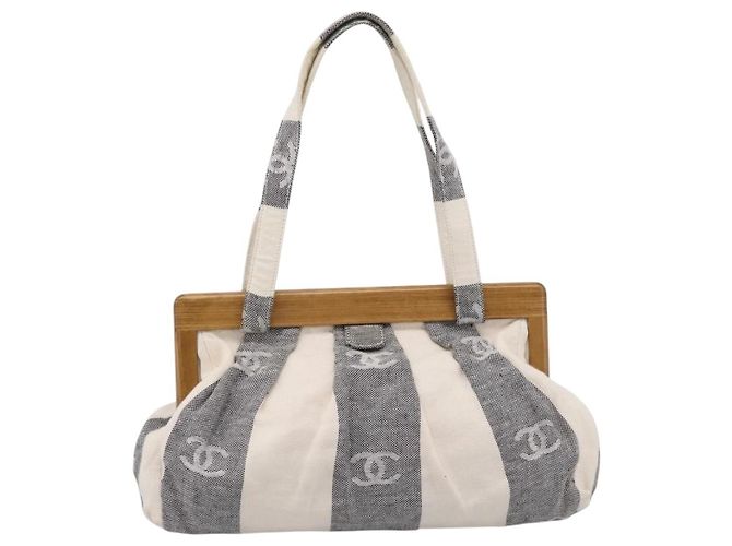 Borsa Tote CHANEL Canvas Grigio Gold CC Auth 196989V Marrone D'oro - vista 13