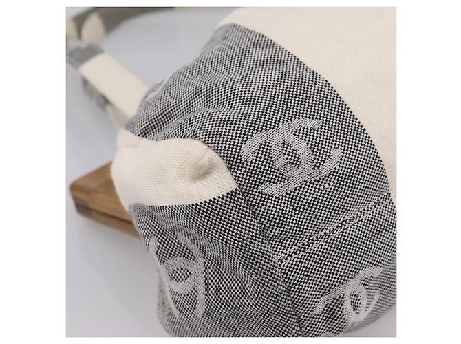 Borsa Tote CHANEL Canvas Grigio Gold CC Auth 196989V Marrone D'oro - vista 14