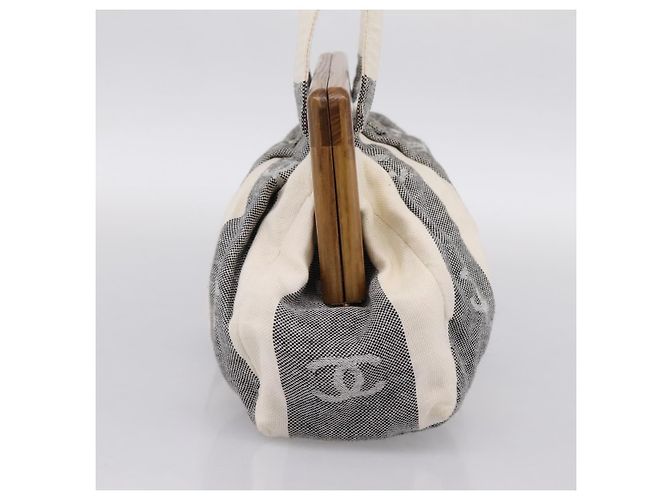 Borsa Tote CHANEL Canvas Grigio Gold CC Auth 196989V Marrone D'oro - vista 3