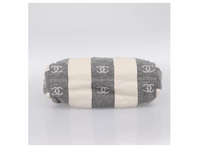 Borsa Tote CHANEL Canvas Grigio Gold CC Auth 196989V Marrone D'oro - vista 5