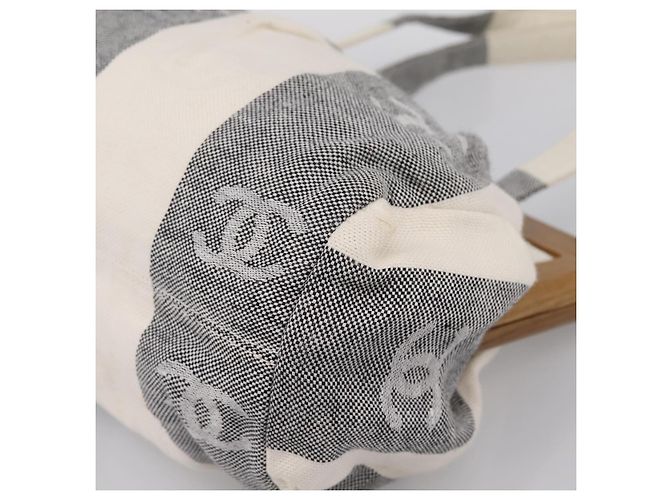 Borsa Tote CHANEL Canvas Grigio Gold CC Auth 196989V Marrone D'oro - vista 9