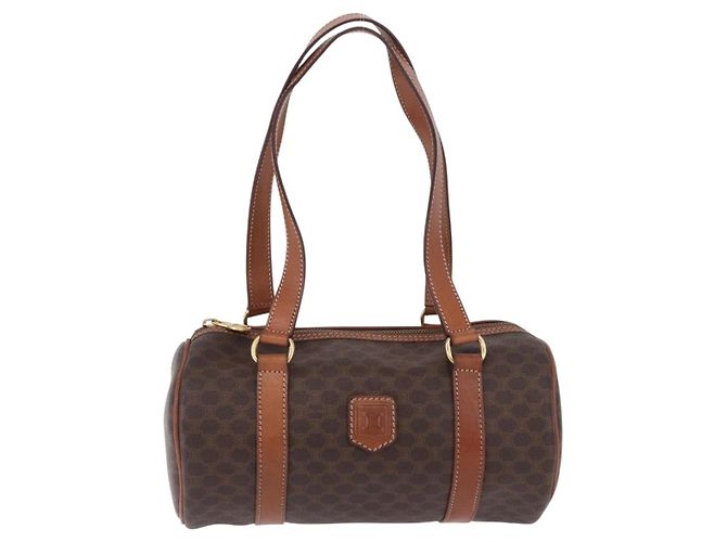 Céline Borsa a mano CELINE Macadam Canvas PVC Leather Brown Gold Auth 198260A Marrone D'oro - vista 13