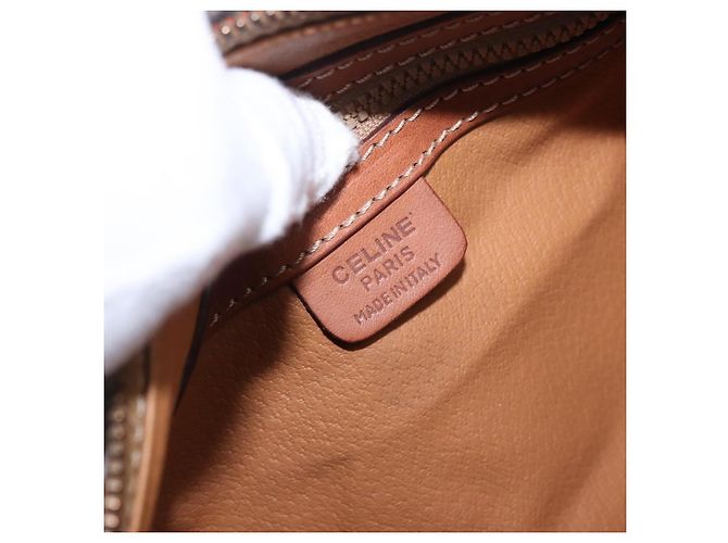 Céline Borsa a mano CELINE Macadam Canvas PVC Leather Brown Gold Auth 198260A Marrone D'oro - vista 18