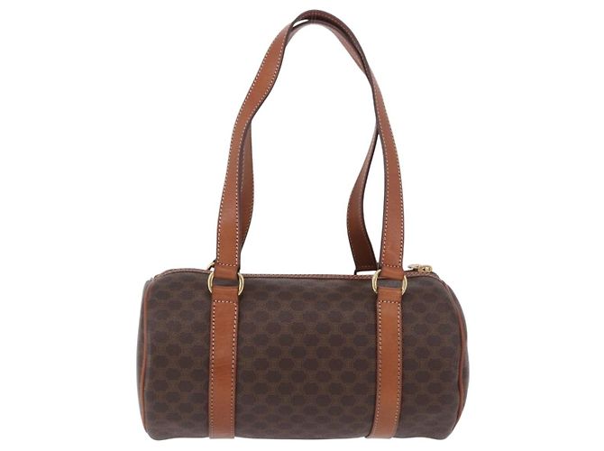 Céline Borsa a mano CELINE Macadam Canvas PVC Leather Brown Gold Auth 198260A Marrone D'oro - vista 2