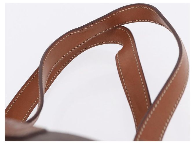 Céline Borsa a mano CELINE Macadam Canvas PVC Leather Brown Gold Auth 198260A Marrone D'oro - vista 8
