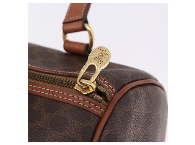 Céline Borsa a mano CELINE Macadam Canvas PVC Leather Brown Gold Auth 198260A Marrone D'oro - vista 9
