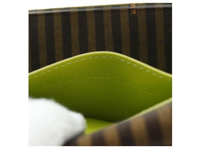 FENDI Custodia per telefono Mamma Baguette Pouch Satin Green Silver Auth 196659M Argento Verde - vista 12