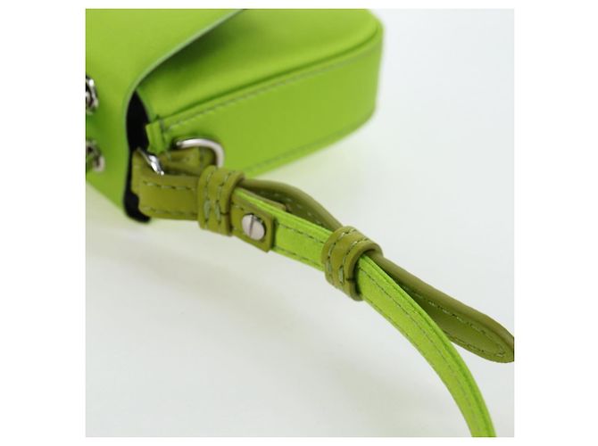FENDI Custodia per telefono Mamma Baguette Pouch Satin Green Silver Auth 196659M Argento Verde - vista 15