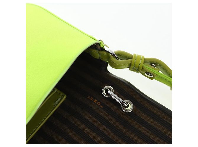 FENDI Custodia per telefono Mamma Baguette Pouch Satin Green Silver Auth 196659M Argento Verde - vista 18
