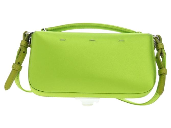 FENDI Custodia per telefono Mamma Baguette Pouch Satin Green Silver Auth 196659M Argento Verde - vista 2