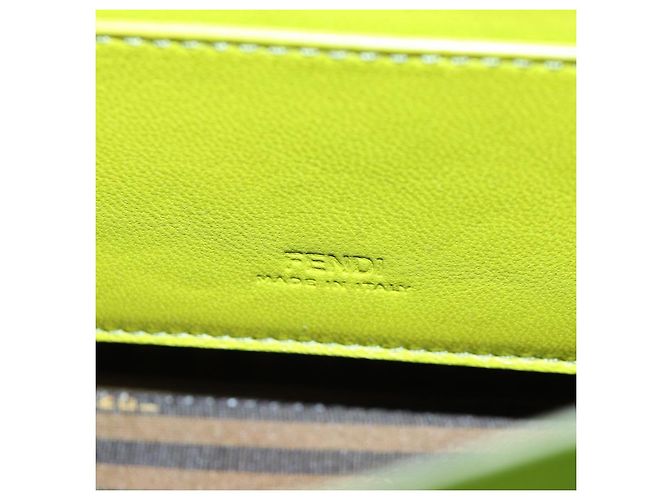 FENDI Custodia per telefono Mamma Baguette Pouch Satin Green Silver Auth 196659M Argento Verde - vista 20
