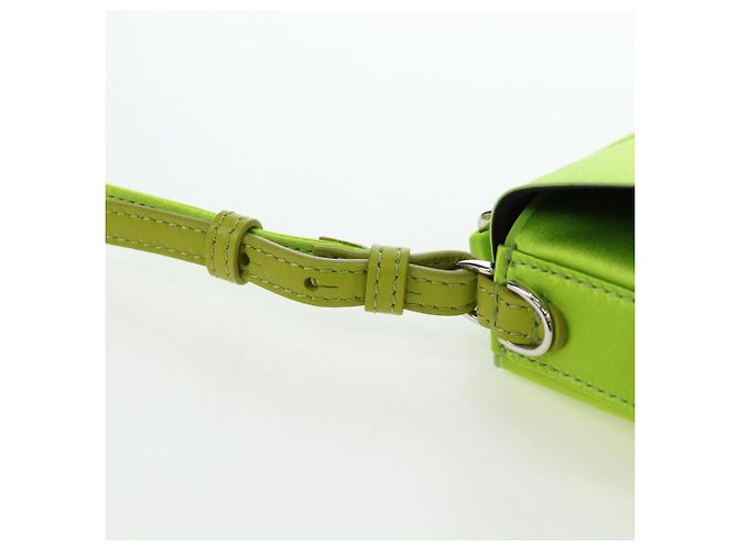 FENDI Custodia per telefono Mamma Baguette Pouch Satin Green Silver Auth 196659M Argento Verde - vista 8