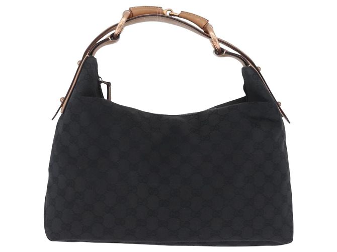 Borsa a Tracolla GUCCI GG Canvas Horsebit Nero Oro 115867 Auth yk20814V D'oro - vista 13
