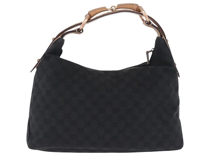 Borsa a Tracolla GUCCI GG Canvas Horsebit Nero Oro 115867 Auth yk20814V D'oro - vista 2
