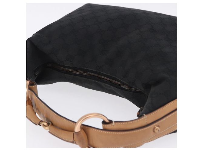 Borsa a Tracolla GUCCI GG Canvas Horsebit Nero Oro 115867 Auth yk20814V D'oro - vista 6