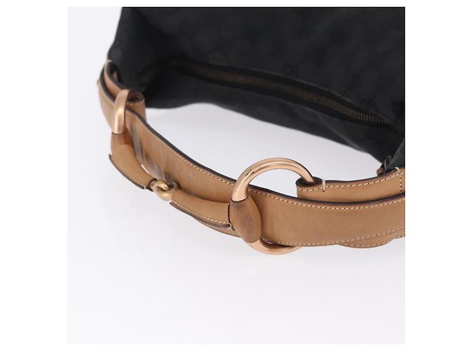 Borsa a Tracolla GUCCI GG Canvas Horsebit Nero Oro 115867 Auth yk20814V D'oro - vista 7