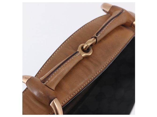 Borsa a Tracolla GUCCI GG Canvas Horsebit Nero Oro 115867 Auth yk20814V D'oro - vista 9
