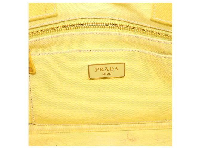 Borsa a mano PRADA Kanapa PM Canvas Yellow Gold Tone Auth BA15357 Giallo - vista 10