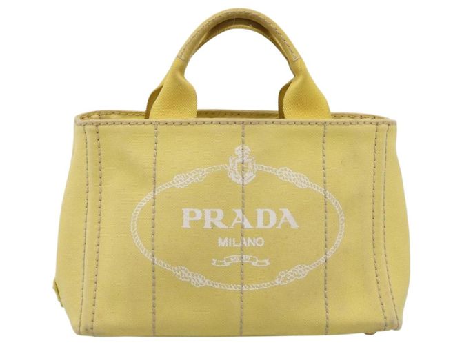 Borsa a mano PRADA Kanapa PM Canvas Yellow Gold Tone Auth BA15357 Giallo - vista 13
