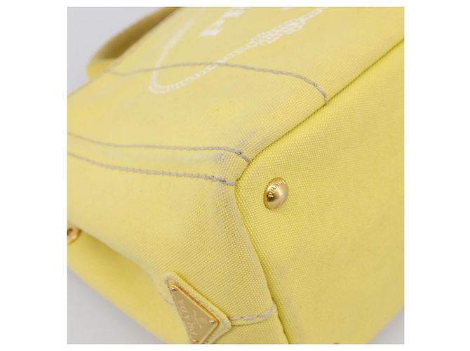 Borsa a mano PRADA Kanapa PM Canvas Yellow Gold Tone Auth BA15357 Giallo - vista 14