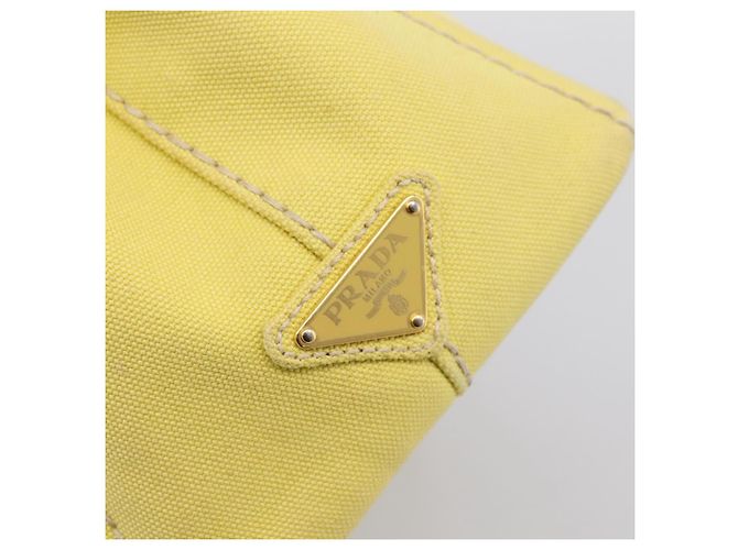 Borsa a mano PRADA Kanapa PM Canvas Yellow Gold Tone Auth BA15357 Giallo - vista 17