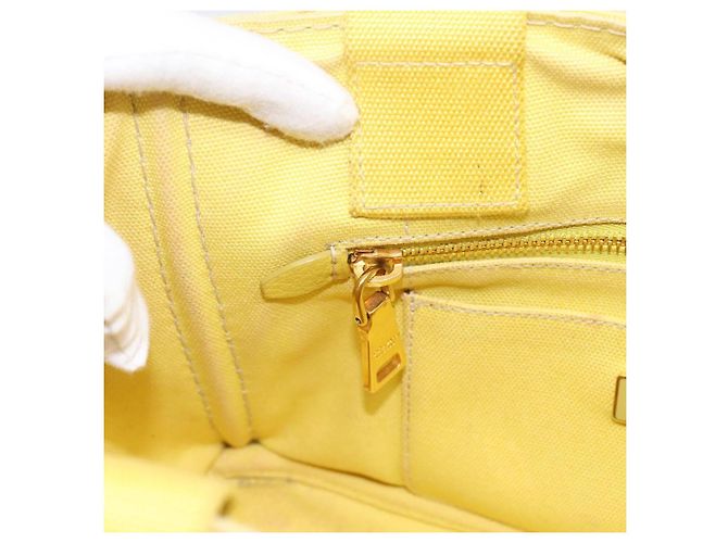 Borsa a mano PRADA Kanapa PM Canvas Yellow Gold Tone Auth BA15357 Giallo - vista 20