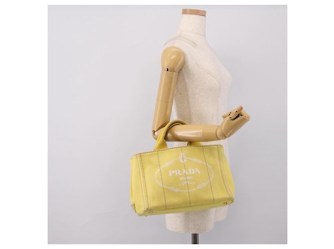 Borsa a mano PRADA Kanapa PM Canvas Yellow Gold Tone Auth BA15357 Giallo - vista 22