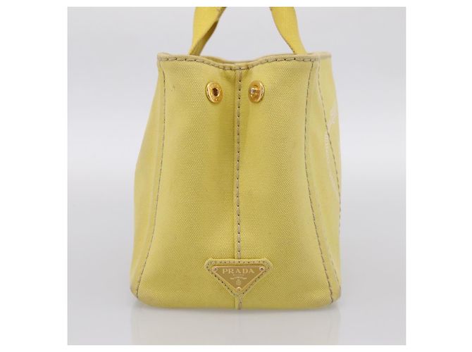 Borsa a mano PRADA Kanapa PM Canvas Yellow Gold Tone Auth BA15357 Giallo - vista 3