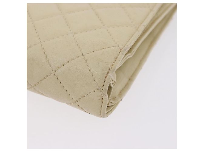 CHANEL Multi Case Matelasse Pouch Leather Ivory Gold CC Auth 199133 D'oro Crudo - vista 14