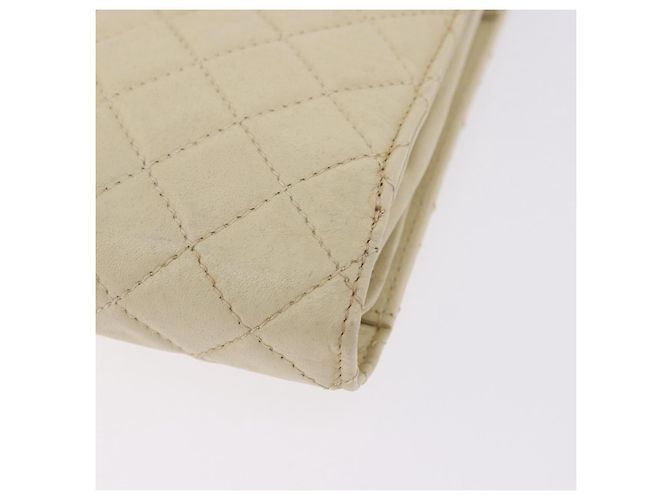 CHANEL Multi Case Matelasse Pouch Leather Ivory Gold CC Auth 199133 D'oro Crudo - vista 16