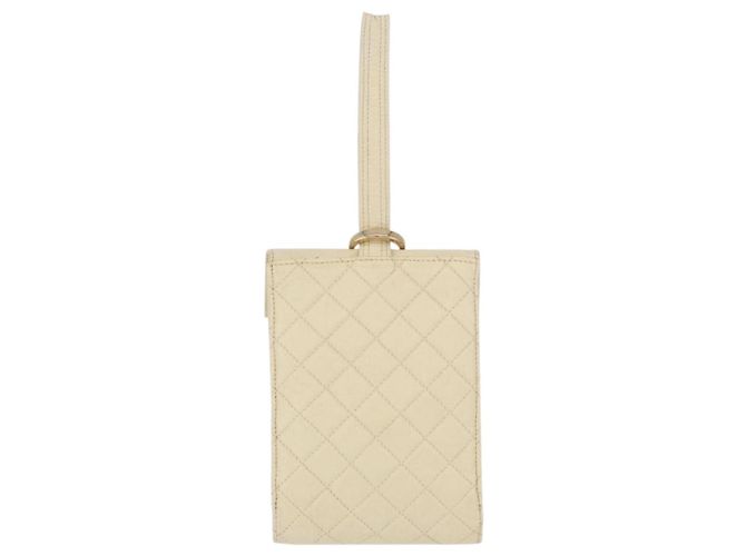 CHANEL Multi Case Matelasse Pouch Leather Ivory Gold CC Auth 199133 D'oro Crudo - vista 2