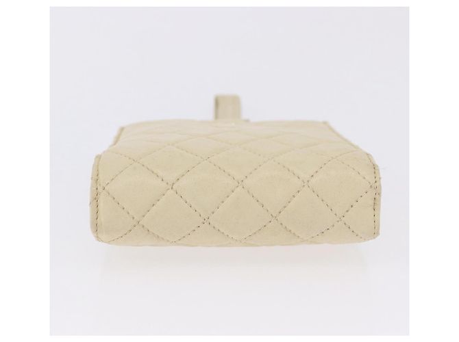 CHANEL Multi Case Matelasse Pouch Leather Ivory Gold CC Auth 199133 D'oro Crudo - vista 5